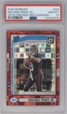 Michael Penix Jr.  from the 2024 Donruss set featuring a Red Pandora parallel graded by PSA and given an overall grade of 10.