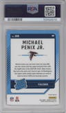 Michael Penix Jr.  from the 2024 Donruss set featuring a Red Pandora parallel graded by PSA and given an overall grade of 10.