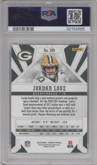 Jordan Love from the 2020 Panini Phoenix set featuring a Fire Burst parallel graded by PSA and given an overall grade of 10.
