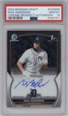 Max Anderson from the 2023 Bowman Draft set graded by PSA and given an overall grade of 10.