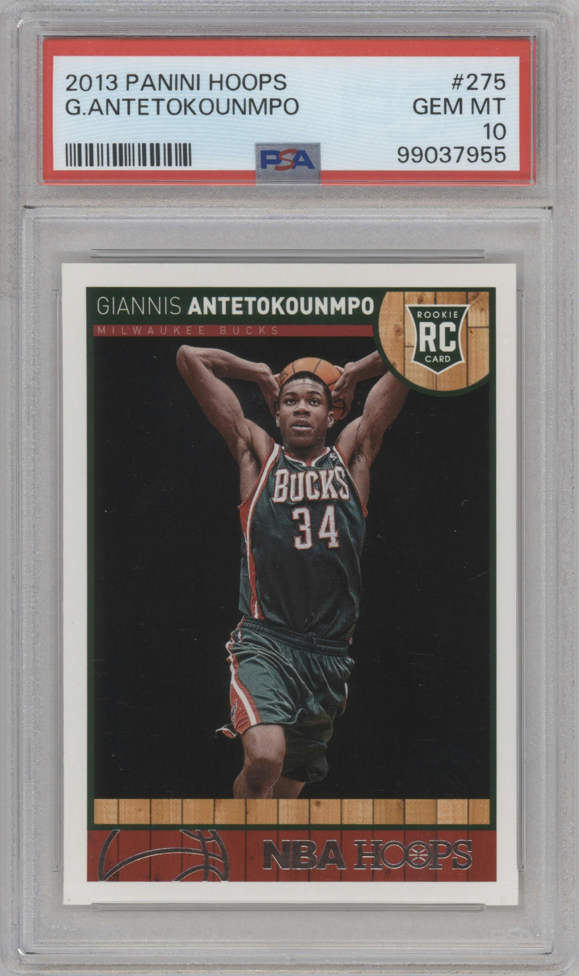 Giannis Antetokounmpo from the 2013-14 Panini NBA Hoops set graded by PSA and given an overall grade of 10.