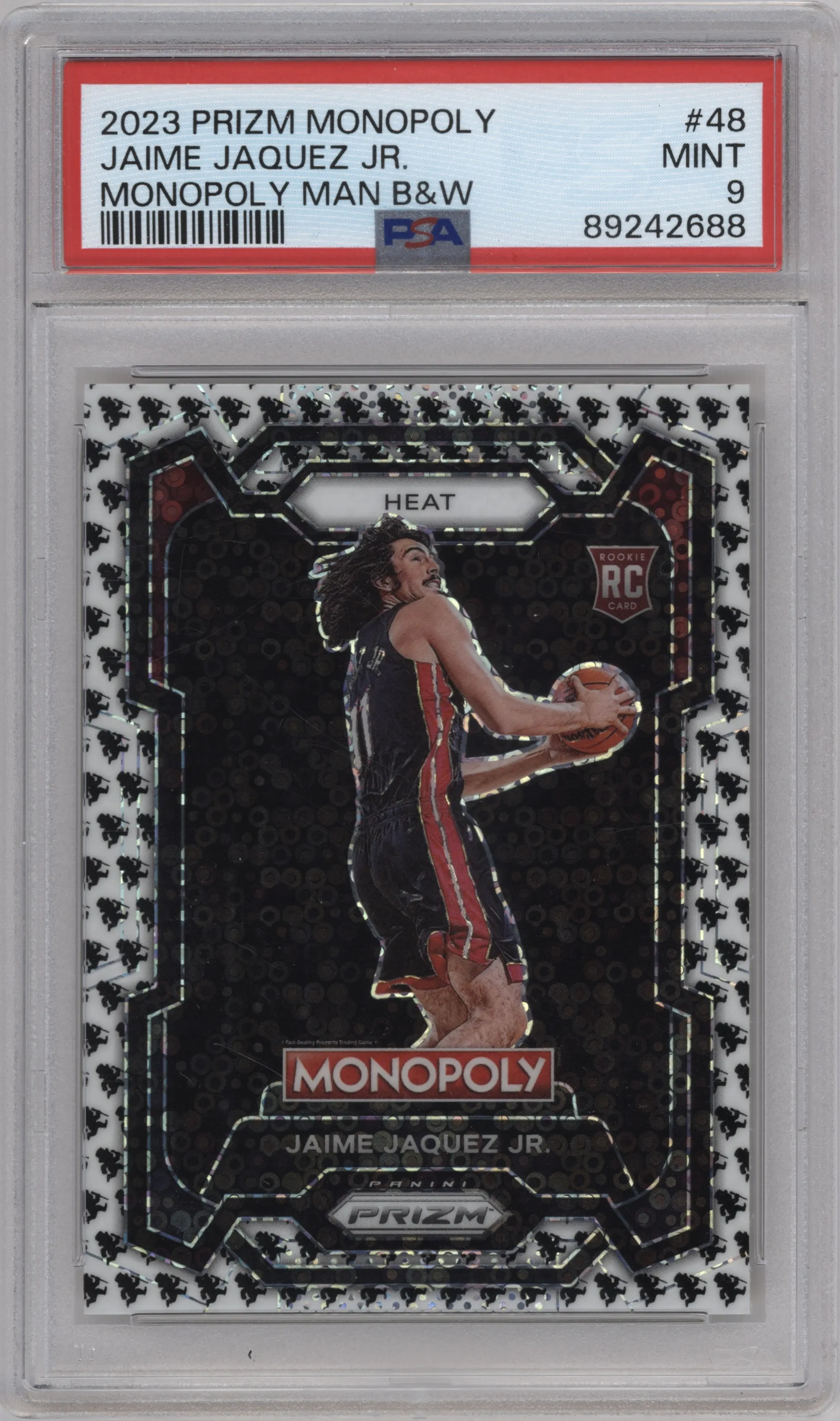 2023 Panini Prizm Monopoly Jaime Jaquez Jr. Monopoly Man Black & White #48 PSA 9