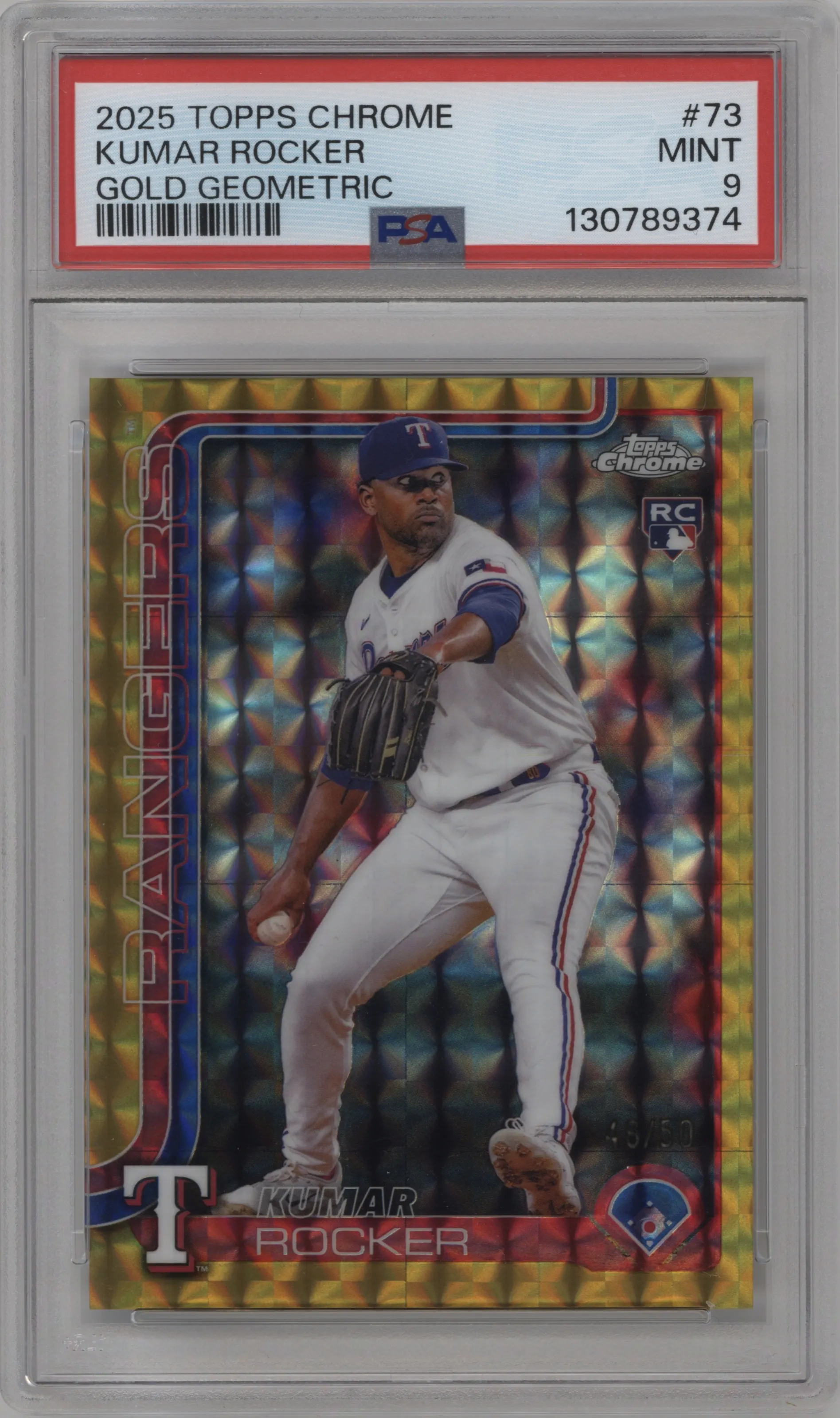 2025 Topps Chrome Kumar Rocker Gold Geometric Refractor PSA 9