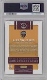 LeBron James from the 2017-18 Panini Donruss Optic set featuring a Blue Velocity parallel graded by PSA and given an overall grade of 10.