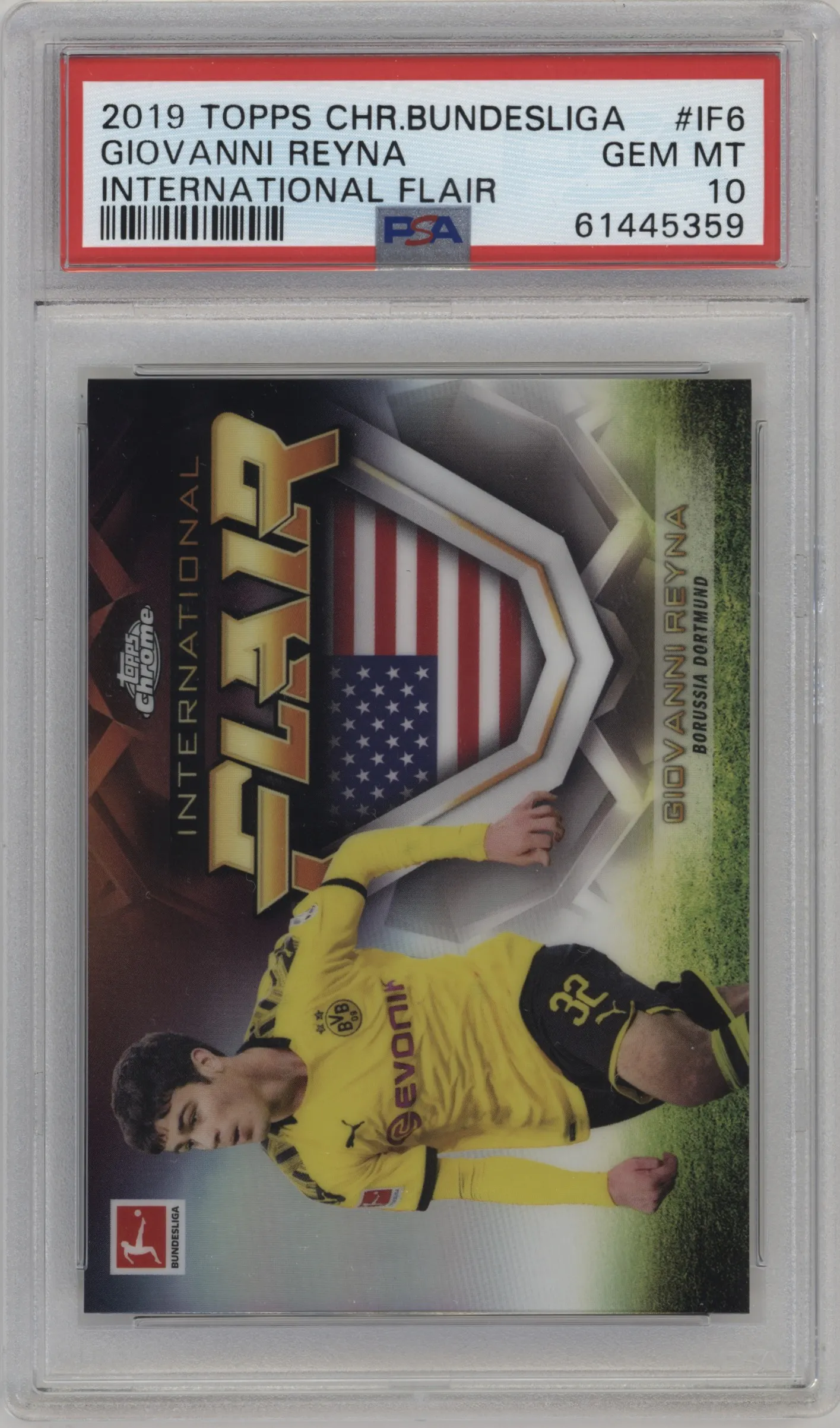 2019 Topps Chrome Bundesliga International Flair Giovanni Reyna PSA 10