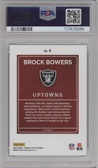Brock Bowers from the 2024 Donruss Optic set graded by PSA and given an overall grade of 10.