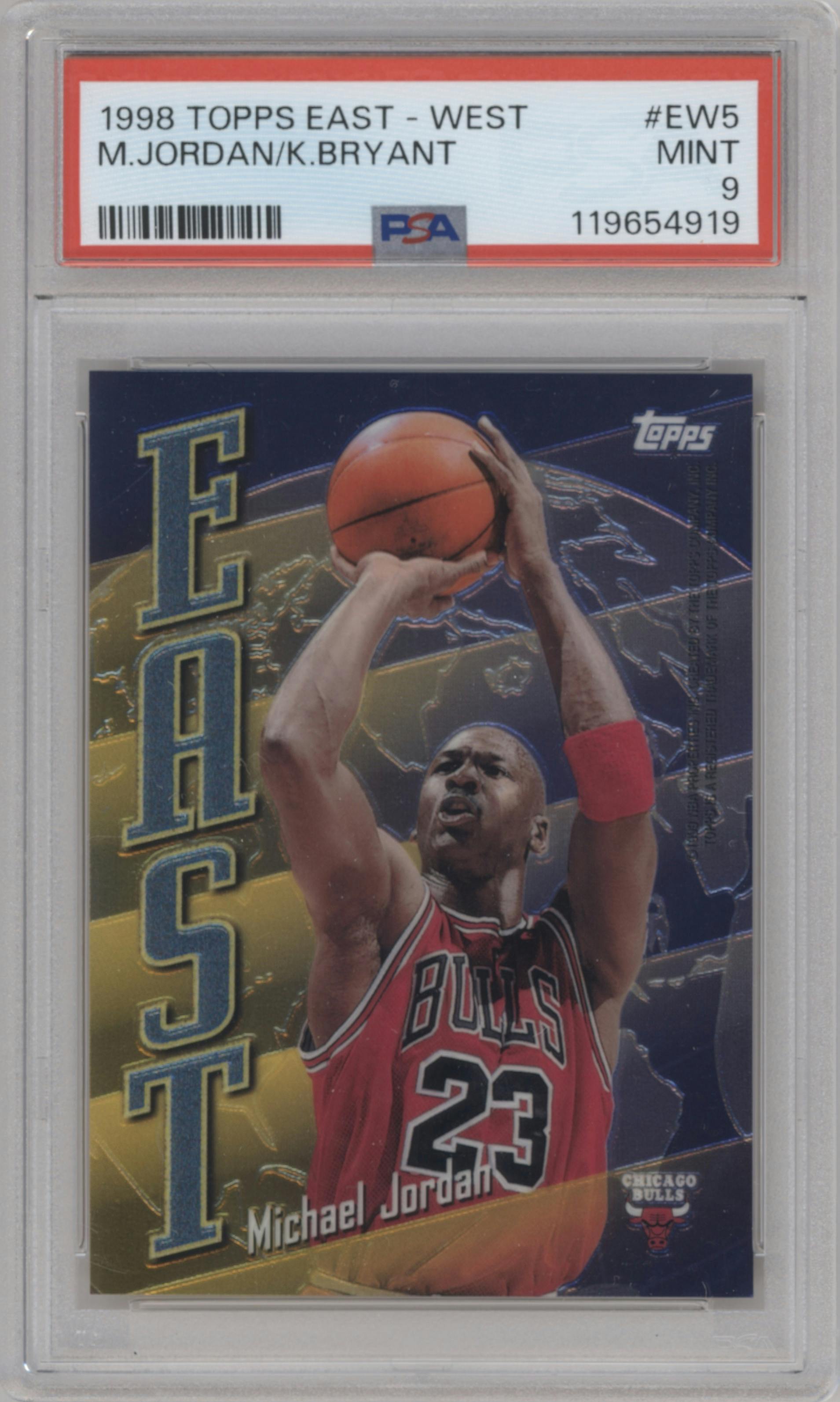 Michael Jordan/Kobe Bryant from the 1998-99 Topps set graded by PSA and given an overall grade of 9.
