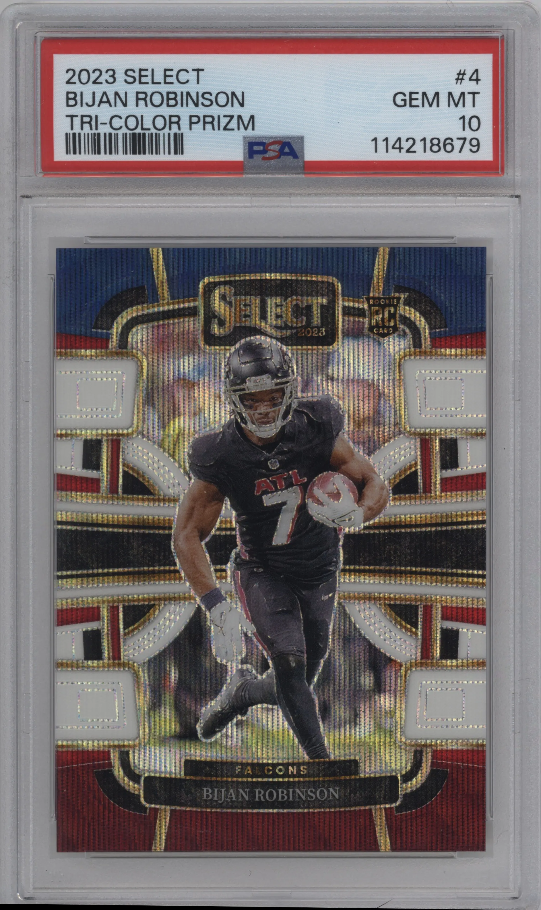 2023 Panini Select Bijan Robinson Tri-Color Prizms PSA 10