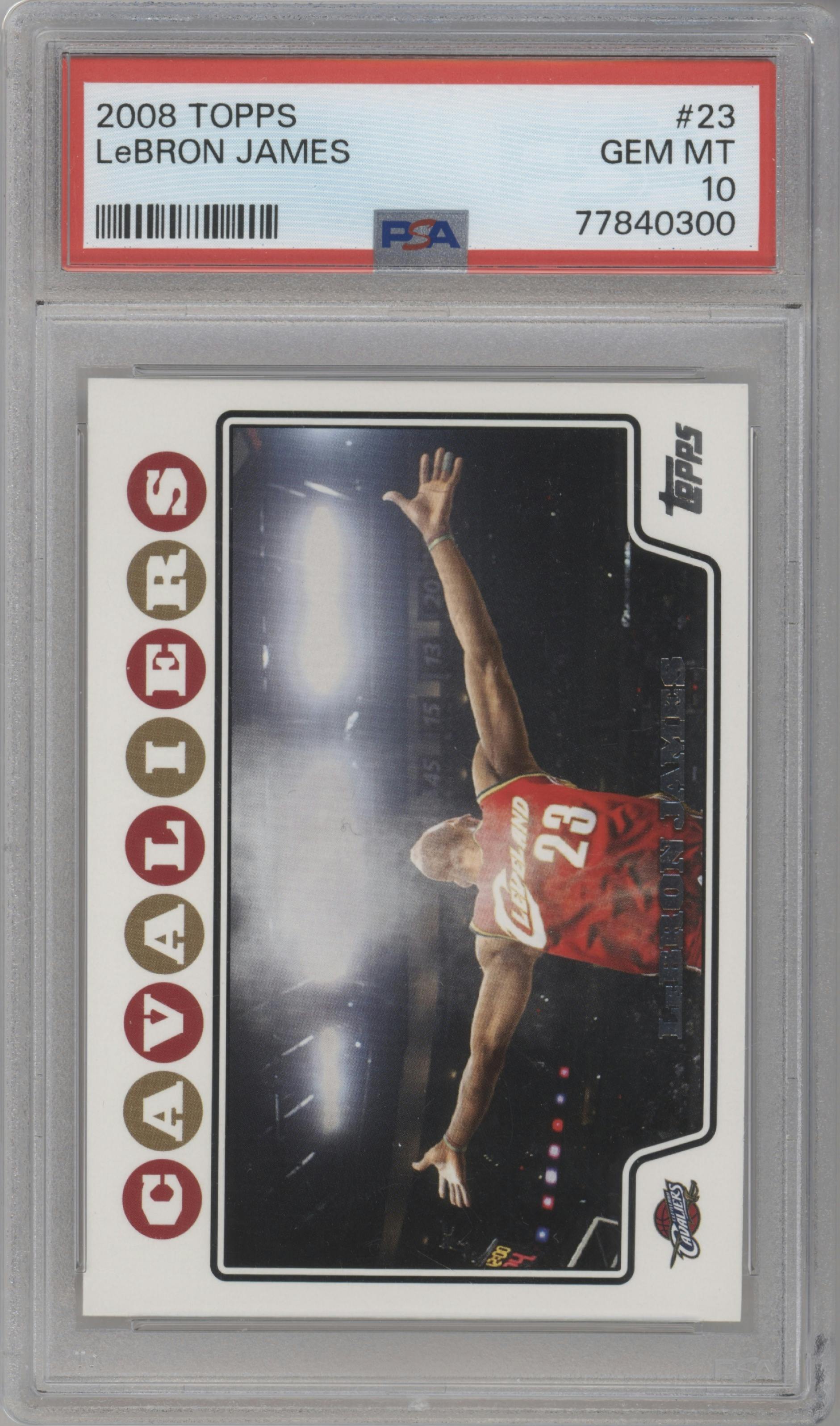 LeBron James from the 2008-09 Topps set graded by PSA and given an overall grade of 10.