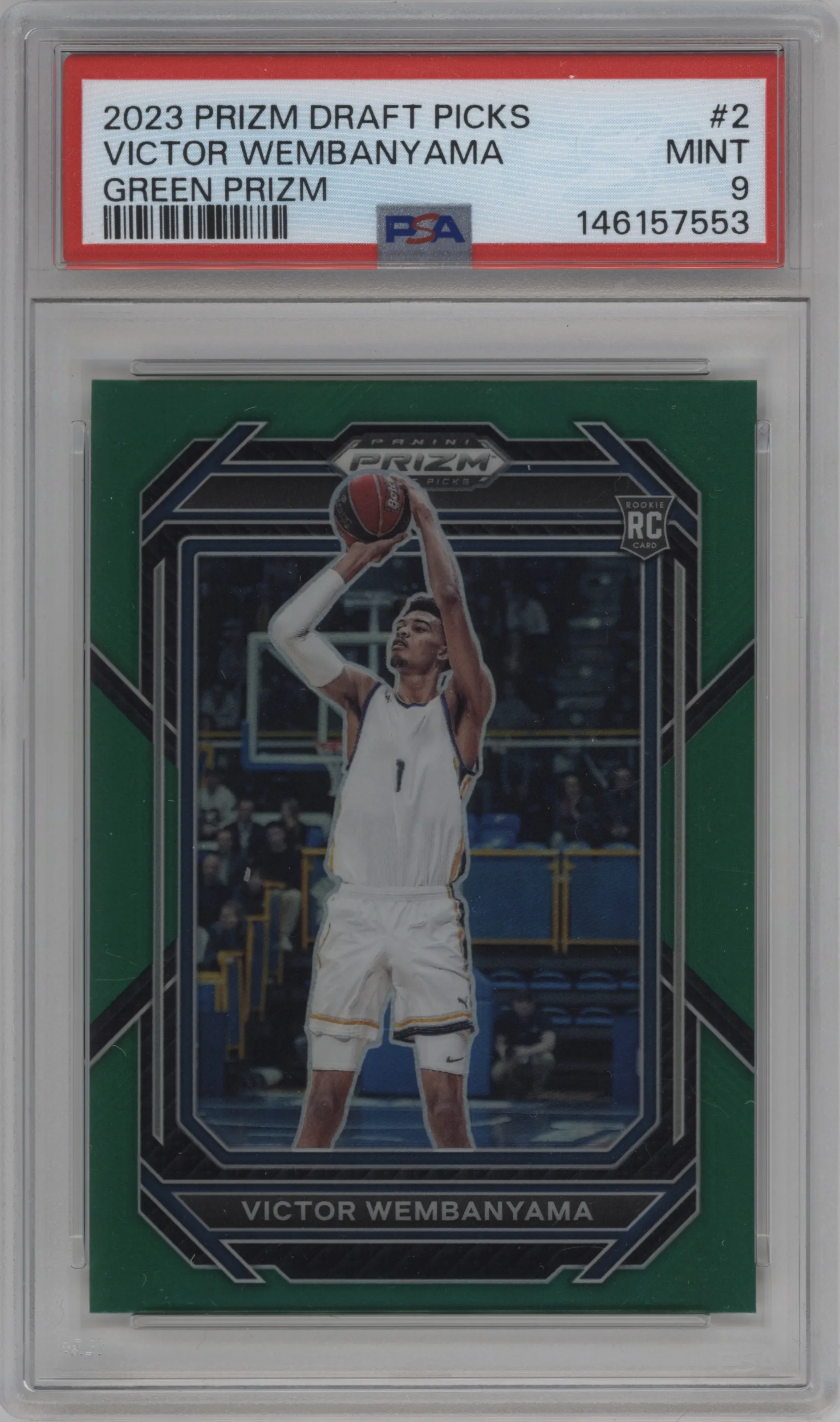 2023 Panini Prizm Draft Picks Victor Wembanyama Green Prizm #2 PSA 9