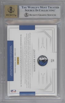 Jalen Brunson from the 2018-19 Panini National Treasures set featuring a Bronze parallel graded by Beckett and given an overall grade of 9.