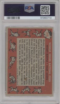 Mickey Mantle/Hank Aaron from the 1958 Topps set graded by PSA and given an overall grade of 3.