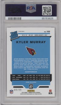 Kyler Murray from the 2019 Panini Donruss Optic set featuring a Red parallel graded by PSA and given an overall grade of 10.