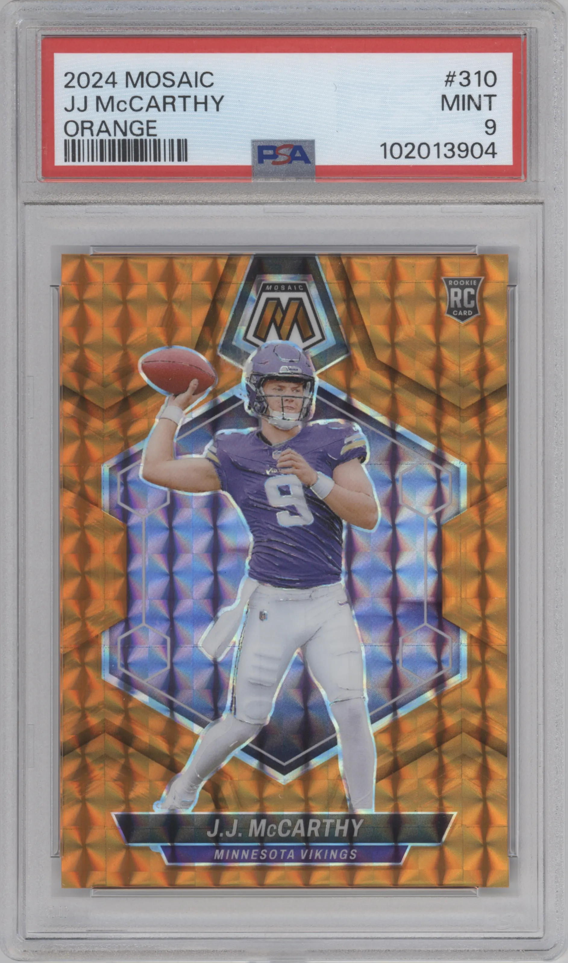 2024 Panini Mosaic J.J. McCarthy Orange PSA 9