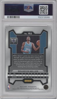 Brandon Miller from the 2023-24 Panini Prizm set graded by PSA and given an overall grade of 10.