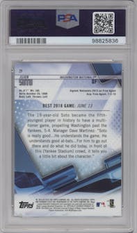 Juan Soto from the 2018 Bowman’s Best set graded by PSA and given an overall grade of 10.