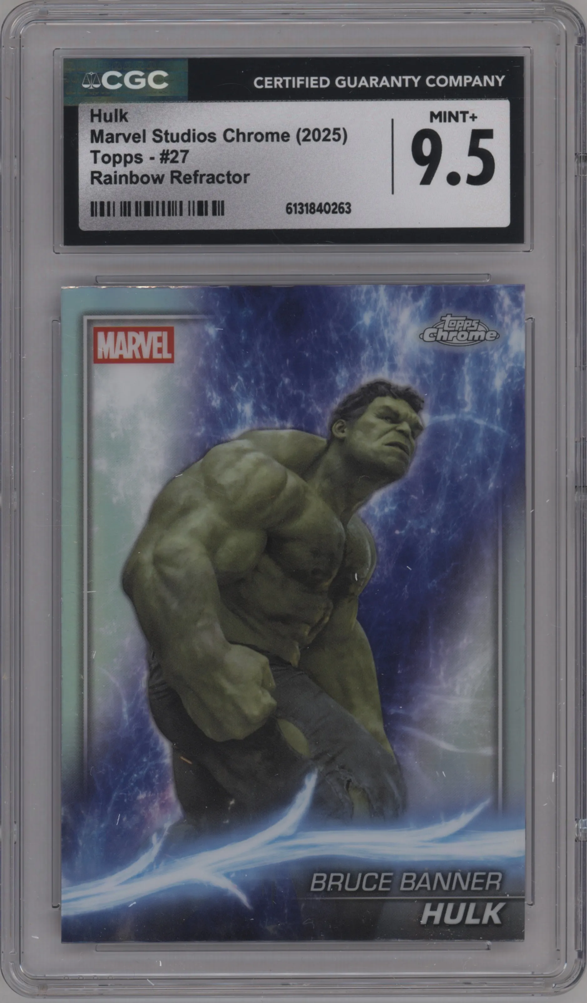 2025 Topps Chrome Marvel Studios Hulk Rainbow Refractor CGC 9.5