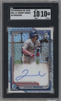 Joendry Vargas from the 2024 Bowman Mega Box set graded by SGC and given an overall grade of 10.