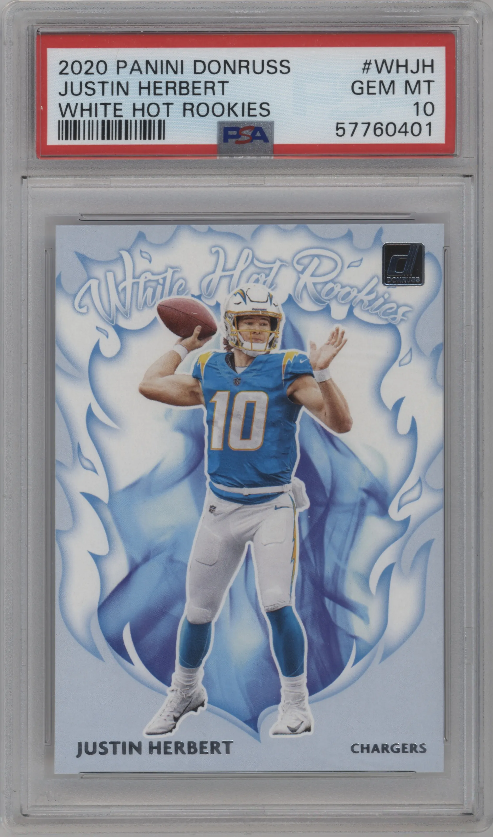 2020 Panini Donruss White Hot Rke. Justin Herbert PSA 10