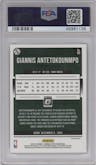 Giannis Antetokounmpo from the 2018-19 Panini Donruss Optic set featuring a Holo parallel graded by PSA and given an overall grade of 10.