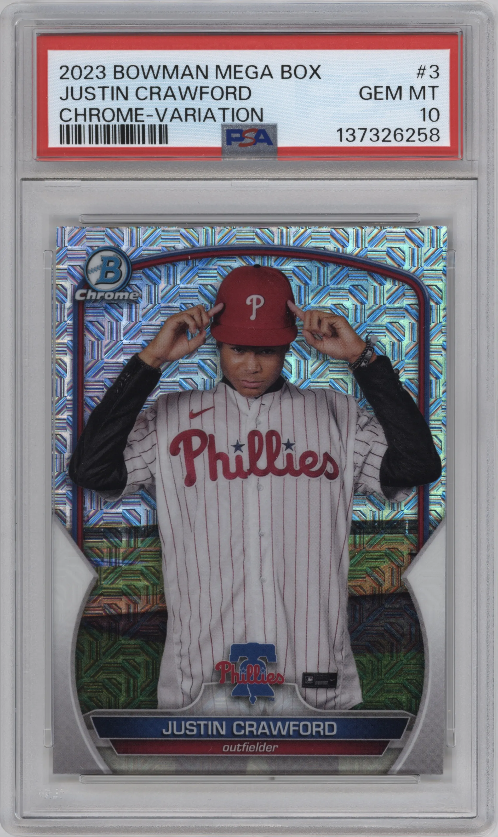 2023 Bowman Mega Box Image Var. Justin Crawford PSA 10