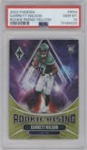 Garrett Wilson from the 2022 Panini Phoenix set featuring a Yellow parallel graded by PSA and given an overall grade of 10.