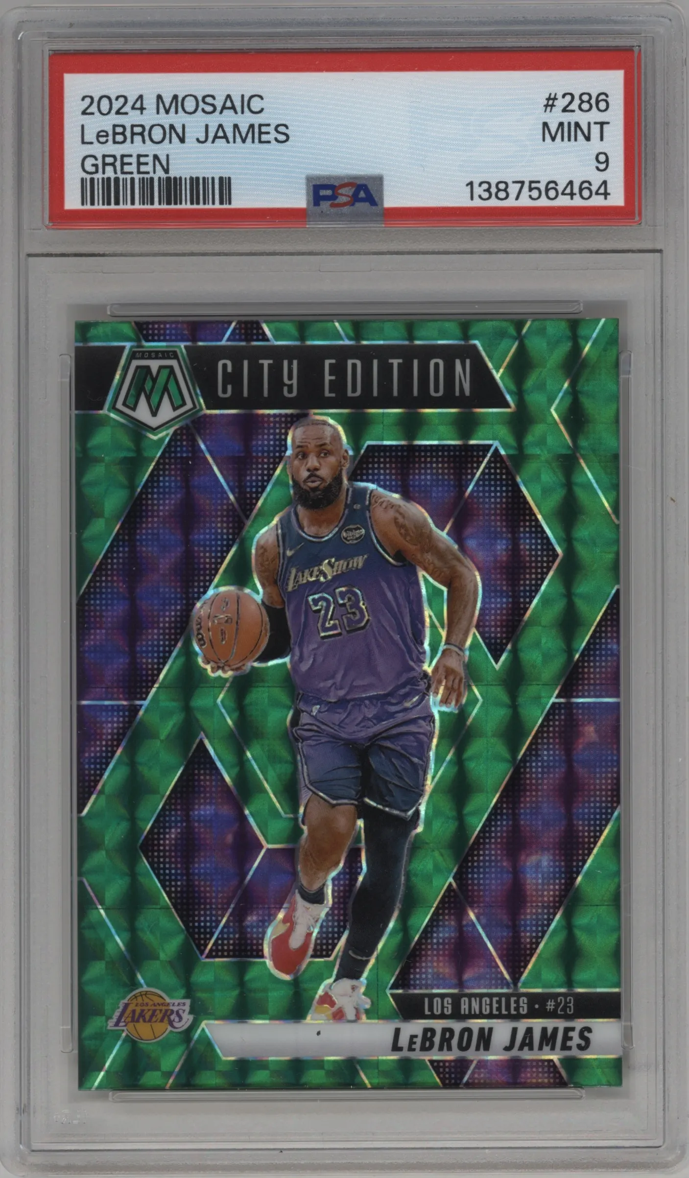 2024 Panini Mosaic LeBron James Green Mosaic PSA 9