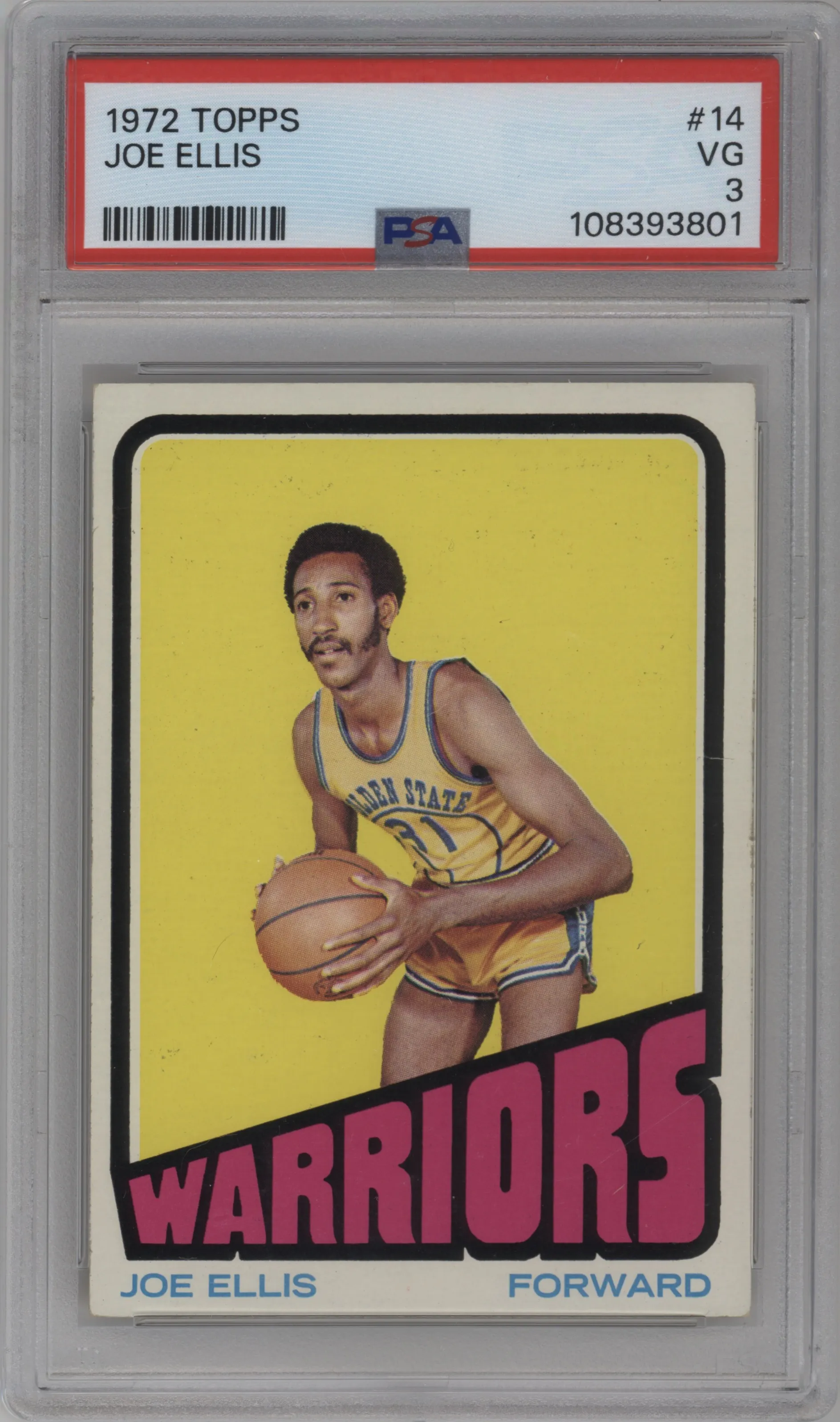 1972 Topps Basketball Joe Ellis PSA VERY GOOD 3 PSA 3