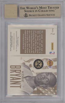 Kobe Bryant from the 2012-13 Panini Intrigue set graded by Beckett and given an overall grade of 9.5.