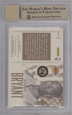 Kobe Bryant from the 2012-13 Panini Intrigue set graded by Beckett and given an overall grade of 9.5.