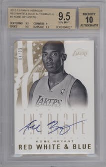 Kobe Bryant from the 2012-13 Panini Intrigue set graded by Beckett and given an overall grade of 9.5.