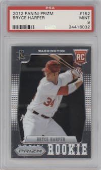 Bryce Harper from the 2012 Panini Prizm set graded by PSA and given an overall grade of 9.
