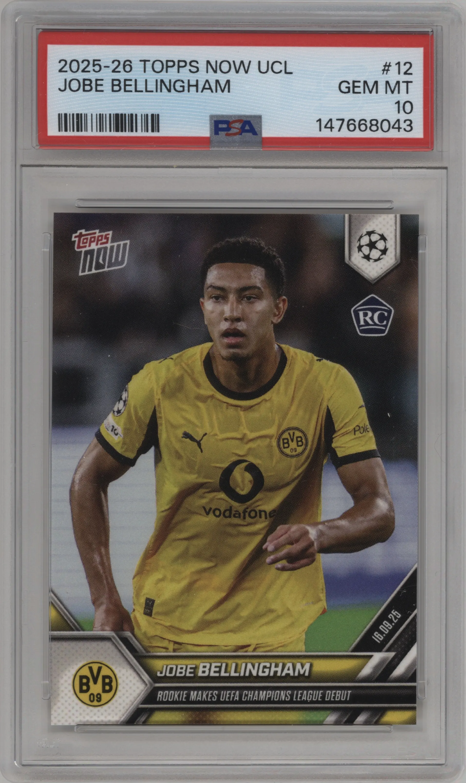 2025 Topps Now UEFA Champions League Jobe Bellingham #012 PSA 10