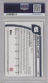 Omarion Hampton	 from the 2024 Bowman University Chrome Sapphire set featuring a Yellow parallel graded by PSA and given an overall grade of 10.