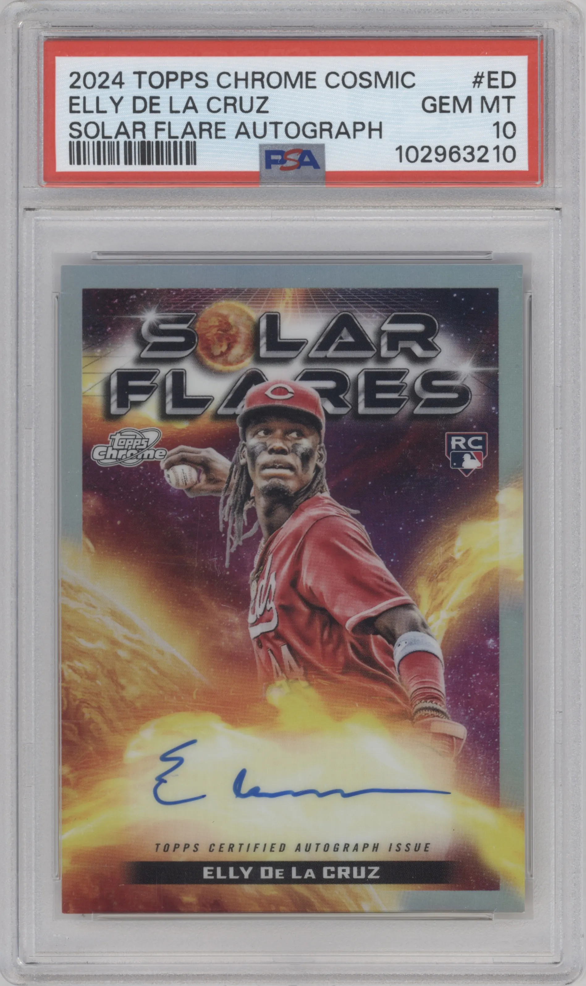 2024 Topps Cosmic Chrome Solar Flare Au. Elly De La Cruz #SFA-ED PSA 10