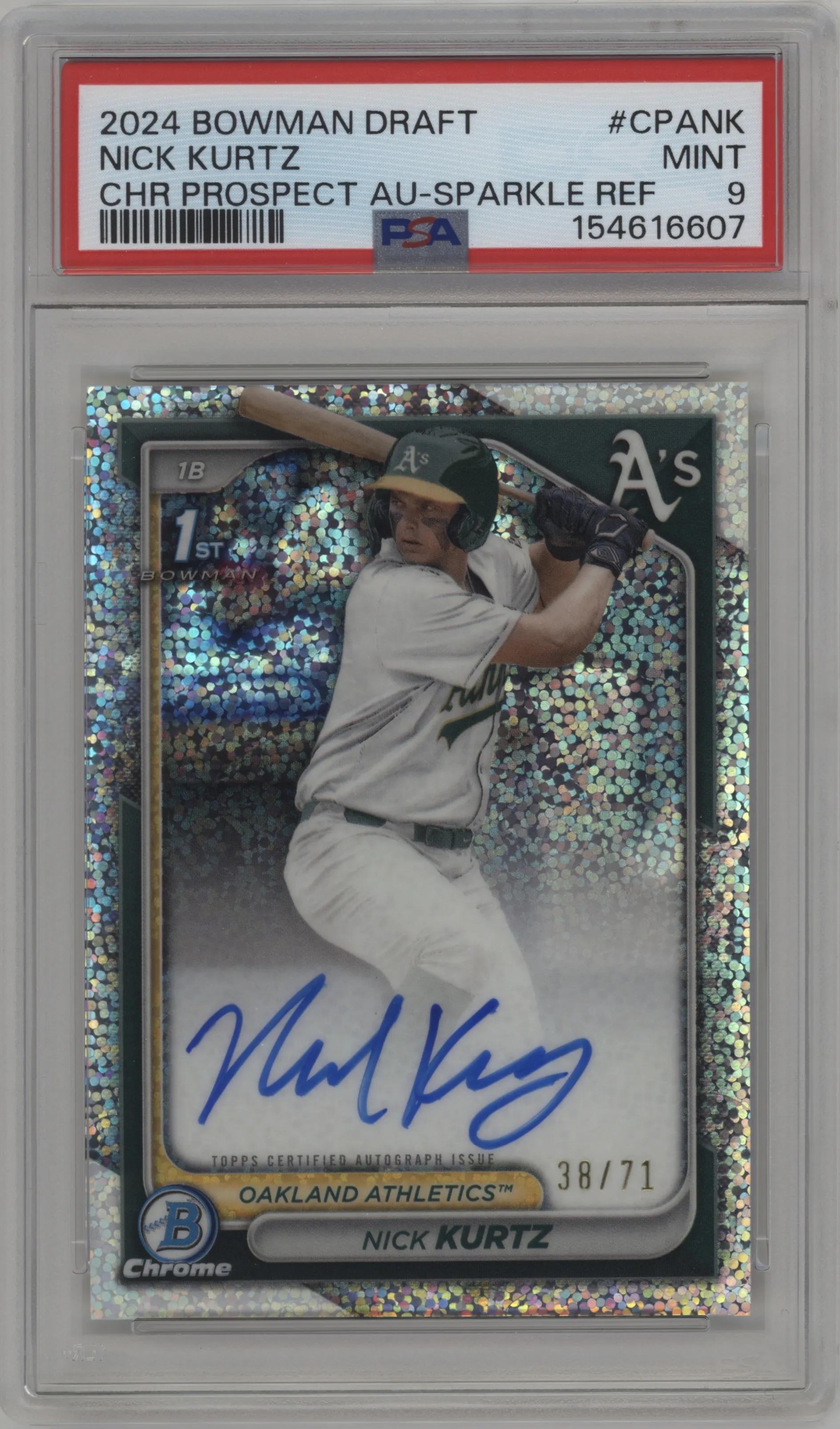 2024 Bowman Draft Chr.Pros.Auto Nick Kurtz Sparkle Refractor #CPA-NK PSA 9