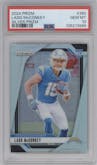 Ladd McConkey from the 2024 Panini Prizm set featuring a Silver Prizm parallel graded by PSA and given an overall grade of 10.