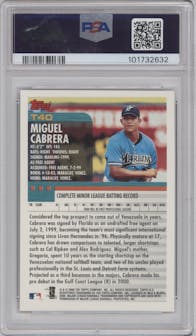 Miguel Cabrera from the 2000 Topps Traded & Rookies set graded by PSA and given an overall grade of 10.
