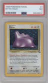 Ditto from the 1999 Pokemon set graded by PSA and given an overall grade of 7.
