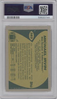 Michael Irvin from the 1989 Topps  set graded by PSA and given an overall grade of 8.