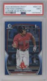 Kristian Campbell from the 2023 Bowman Draft set featuring a Blue Refractor parallel graded by PSA and given an overall grade of 9.
