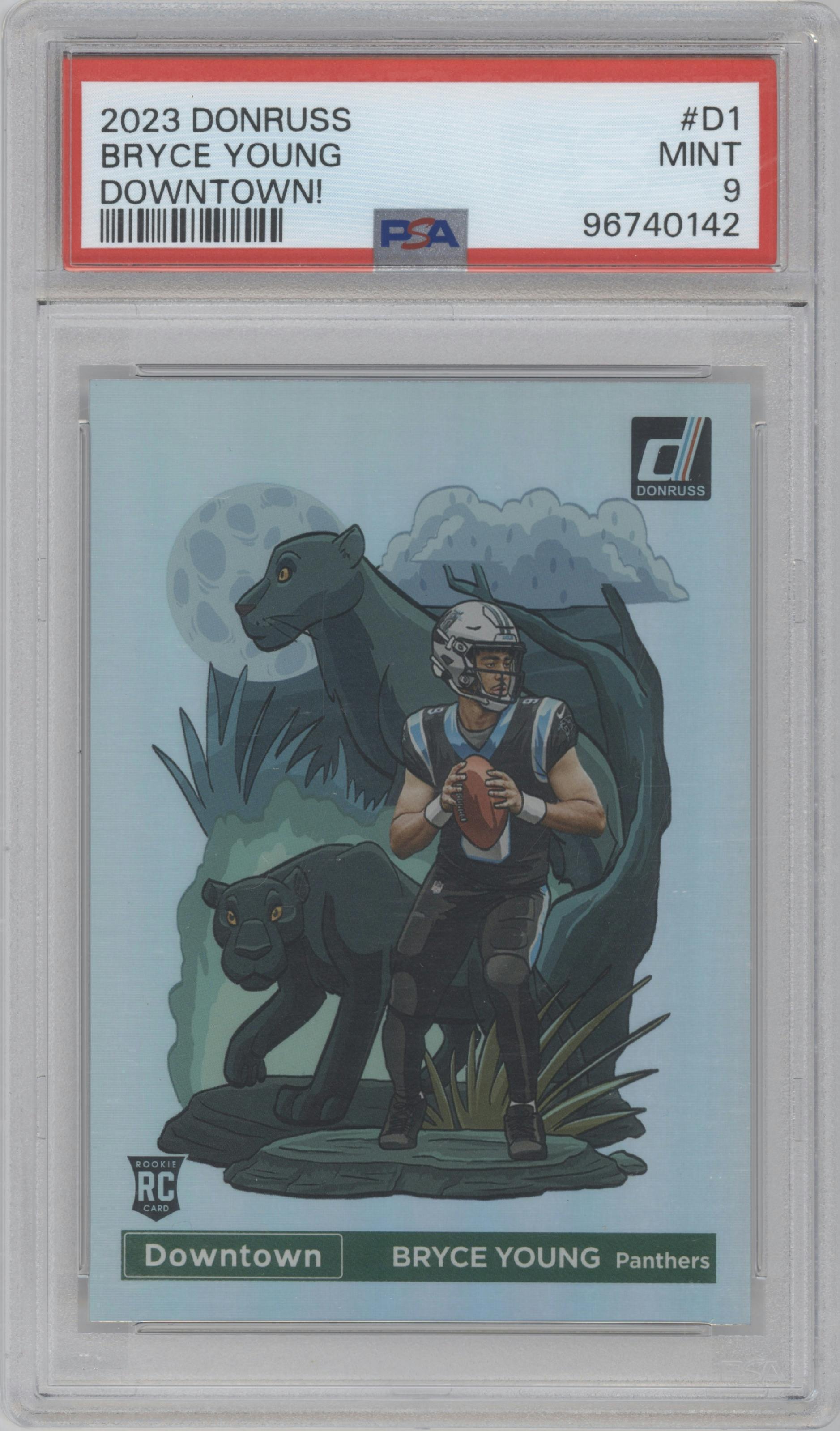 Bryce Young from the 2023 Panini Donruss set graded by PSA and given an overall grade of 9.