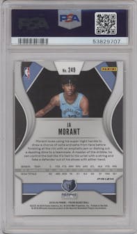 Ja Morant from the 2019-20 Panini Prizm set featuring a Ruby Wave parallel graded by PSA and given an overall grade of 10.