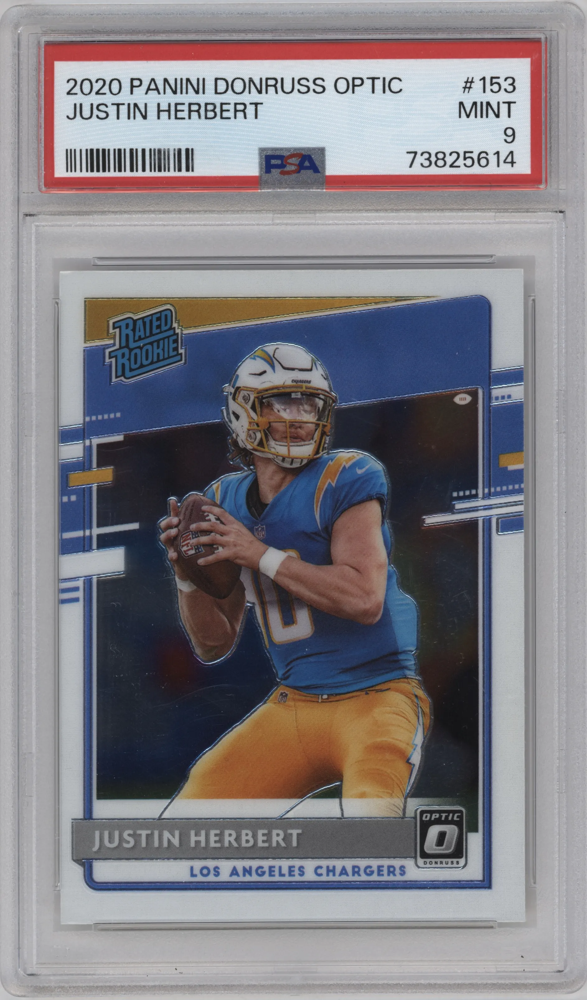 2020 Panini Donruss Optic Rated Rookie Justin Herbert #153 PSA 9