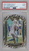 Tua Tagovailoa from the 2020 Panini Select set featuring a Die-Cut Zebra parallel graded by PSA and given an overall grade of 9.
