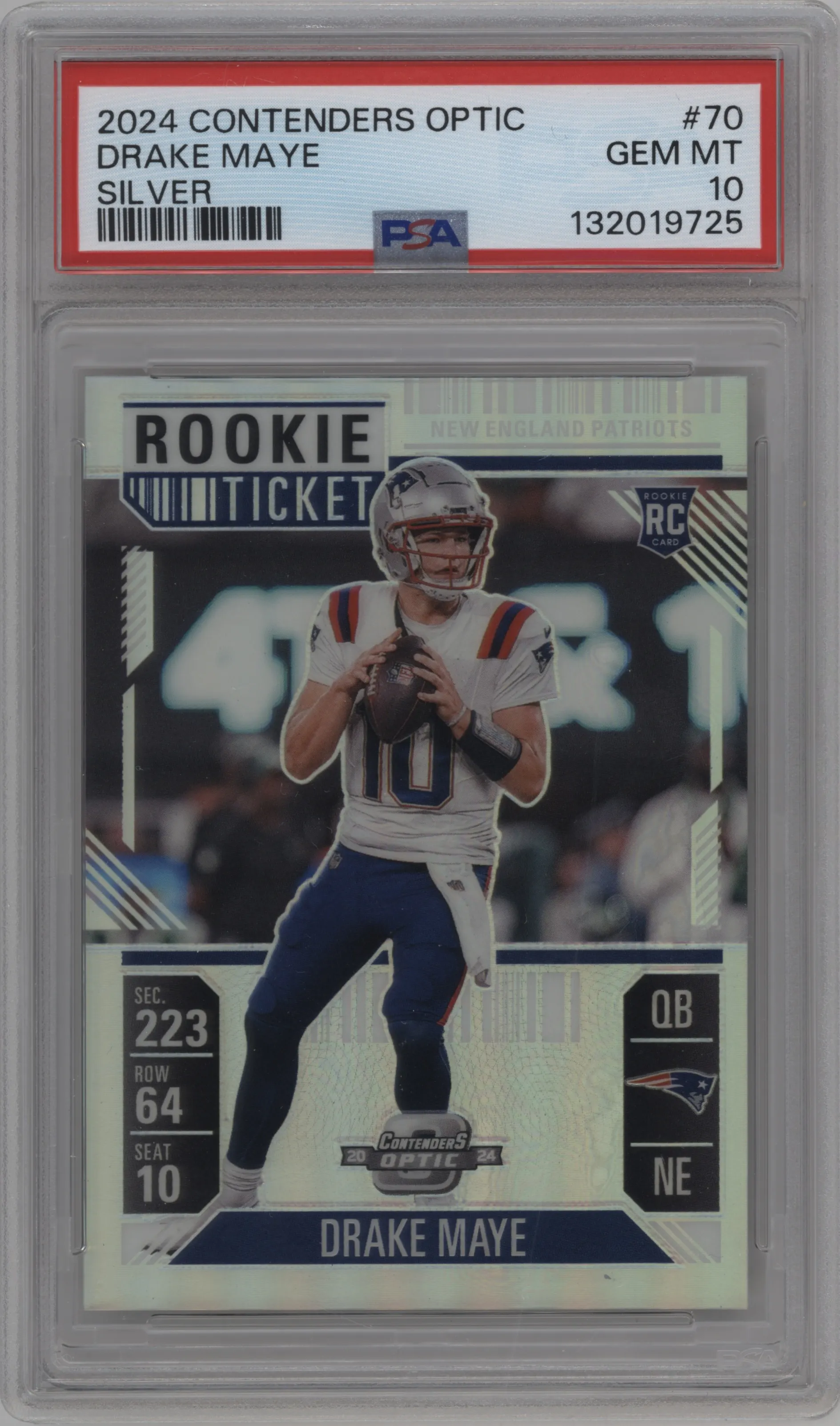 2024 Panini Contenders Optic Rke.Tkt Drake Maye Silver PSA 10