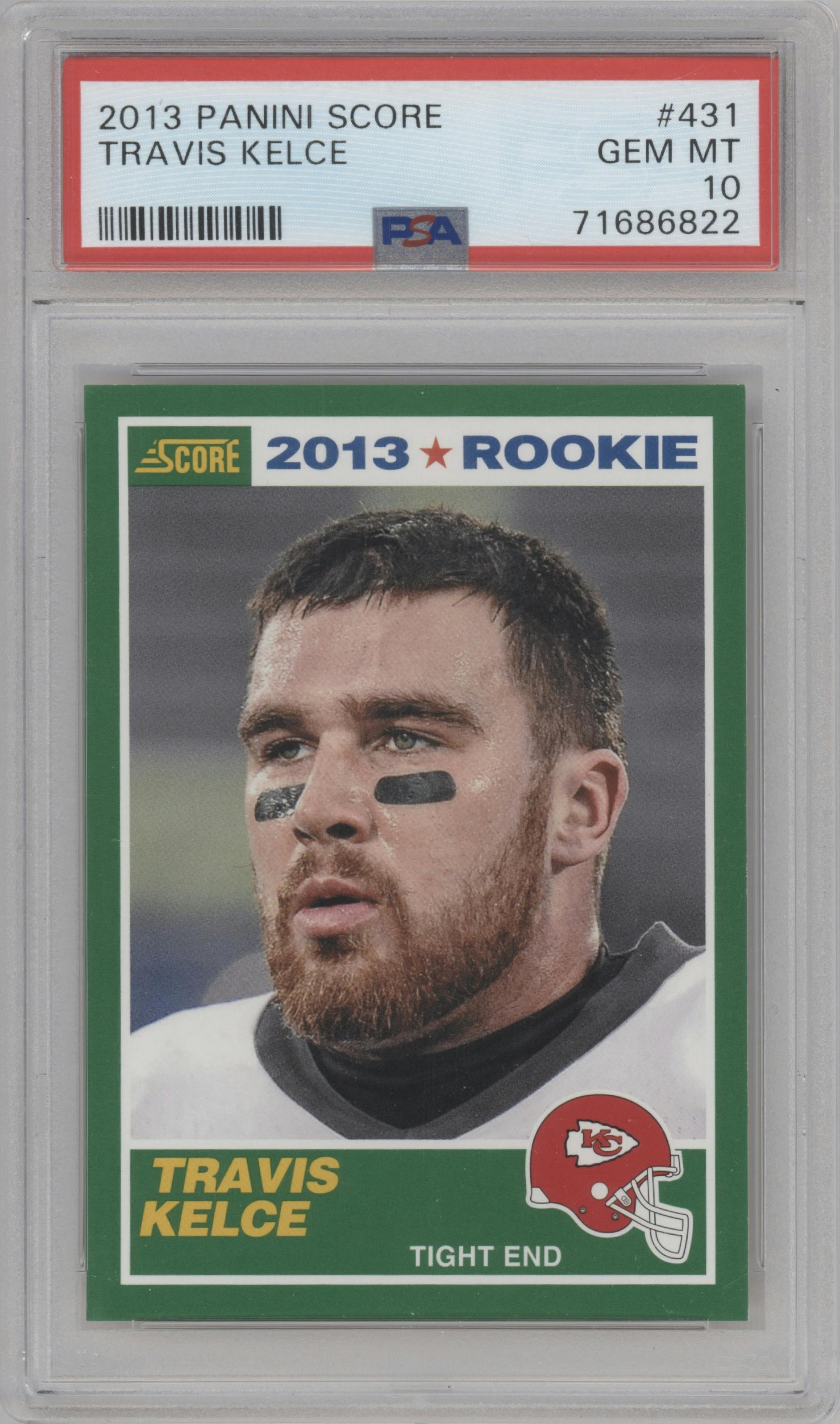 Travis Kelce from the 2013 Score set graded by PSA and given an overall grade of 10.