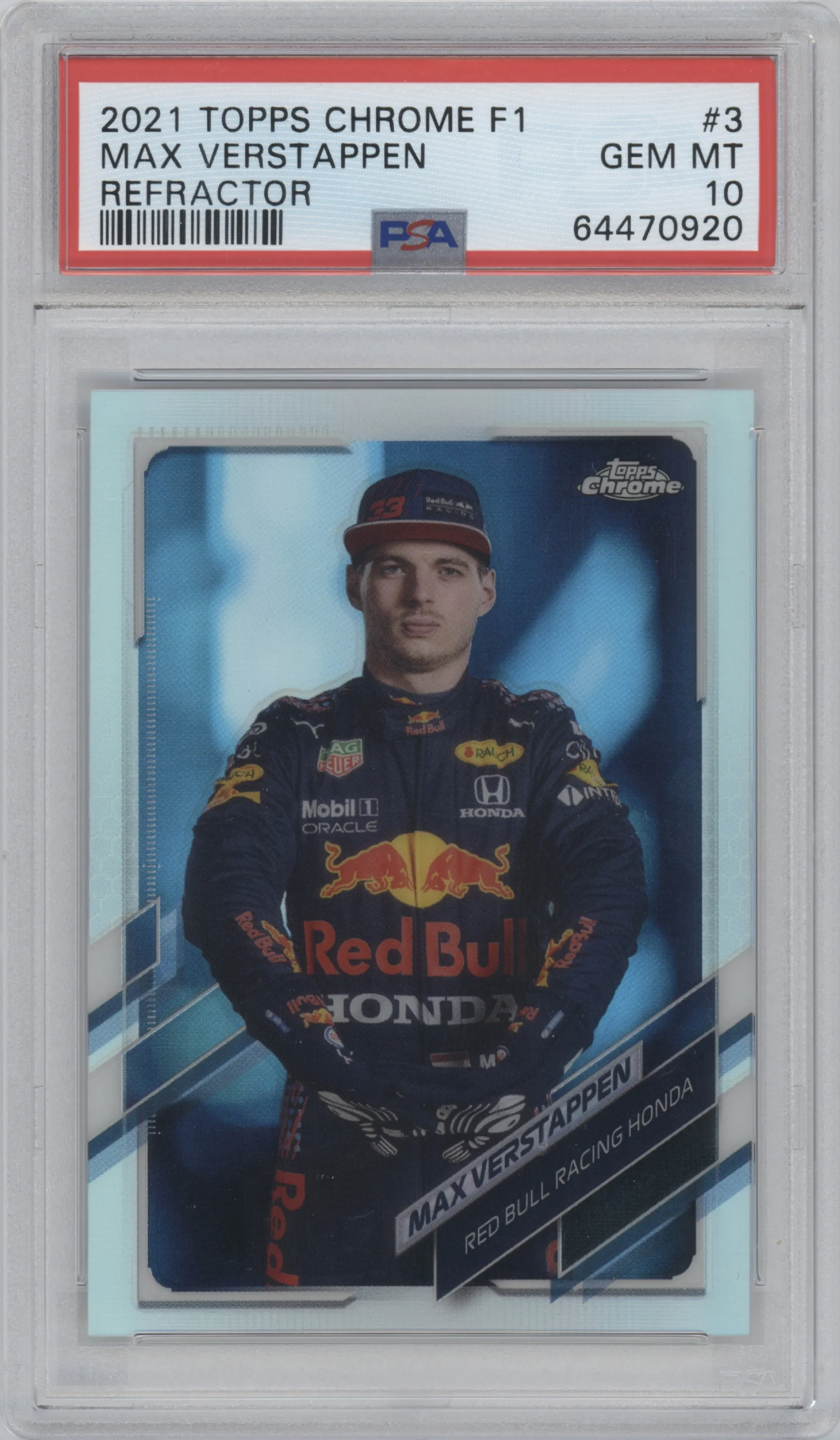 2021 Topps Chrome F1 Max Verstappen Refractor #3 PSA 10