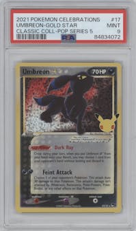 Umbreon from the 2021 Pokemon SWSH set graded by PSA and given an overall grade of 9.
