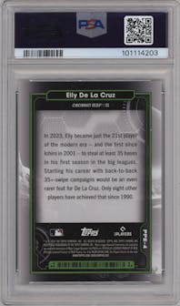 Elly De La Cruz from the 2024 Topps Cosmic Chrome set graded by PSA and given an overall grade of 9.